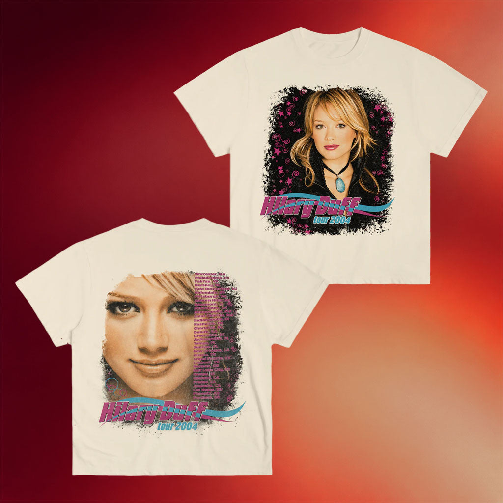 Hilary Duff Merch Hilary Duff 2004 Vintage Reprint T-Shirt Gifts For Music Lovers - Merchluma