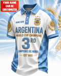 Custom Argentina World Cup Champions 3rd Polo Shirt Argentina National Team Merch Fan Gifts - Merchluma