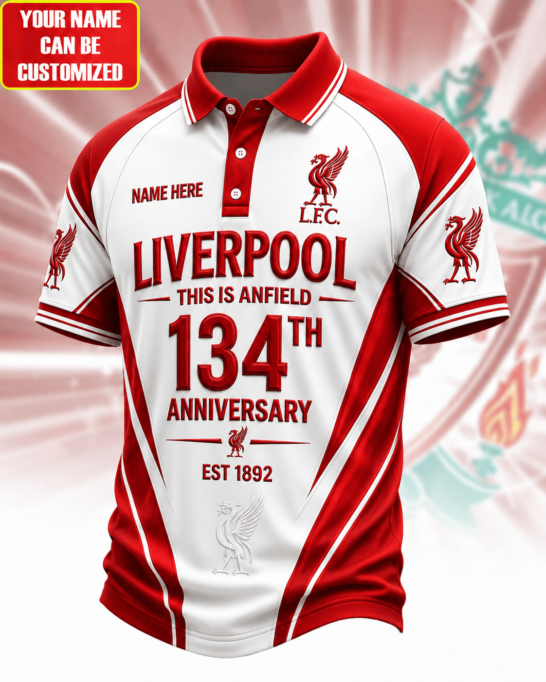Personalized Liverpool FC 134th Anniversary 2026 This Is Anfield Polo Shirt LFC Merch Dad Gifts - Merchluma