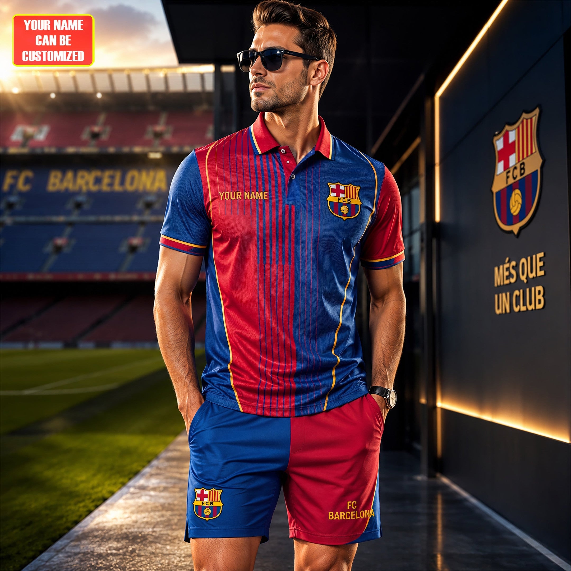 Personalized FC Barcelona 2026 Polo Shirt And Shorts Set Football Fan Gear Gift For Husband - Merchluma