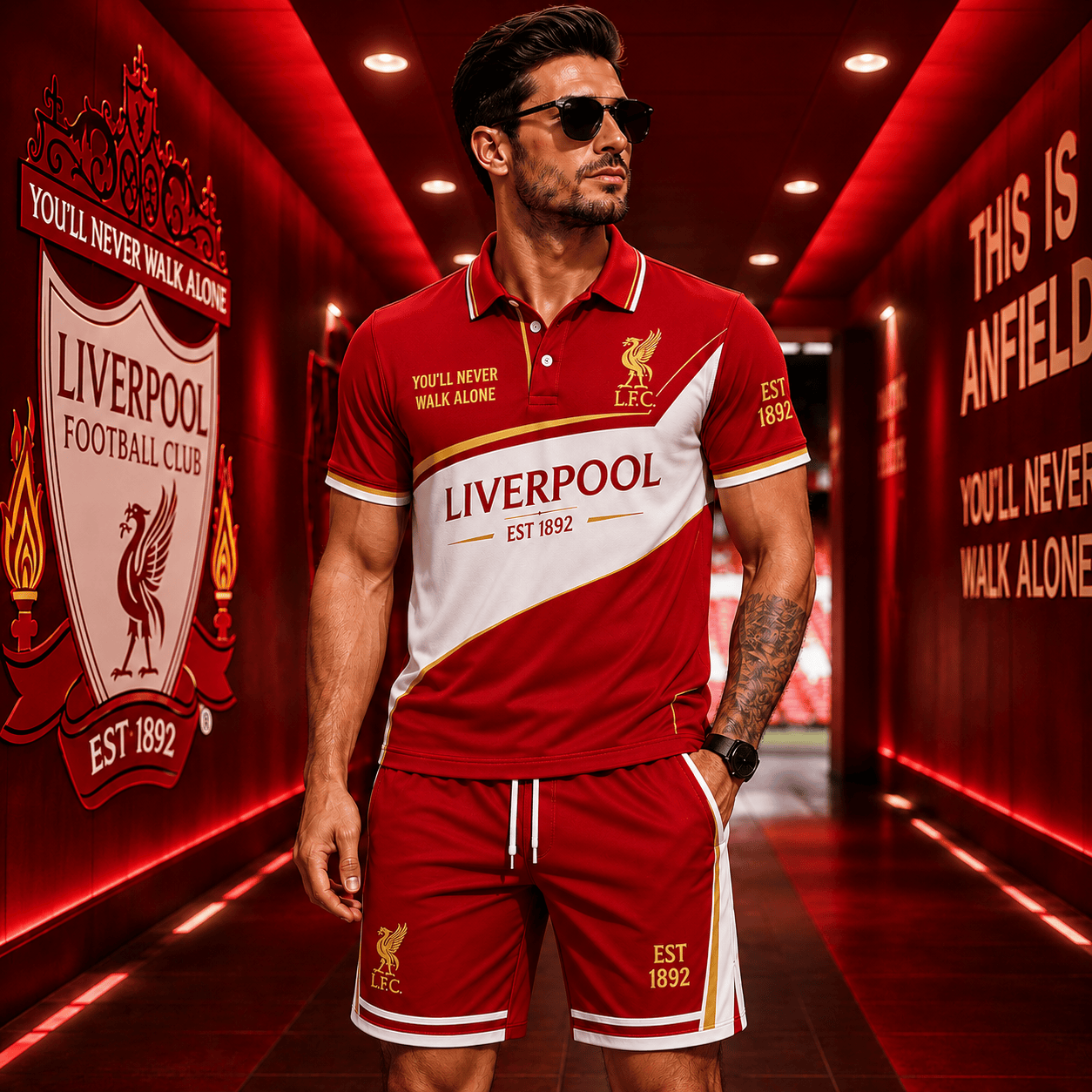 Personalized Liverpool FC 2026 Polo Shirt And Shorts Set LFC Merch Gift For Football Fans - Merchluma