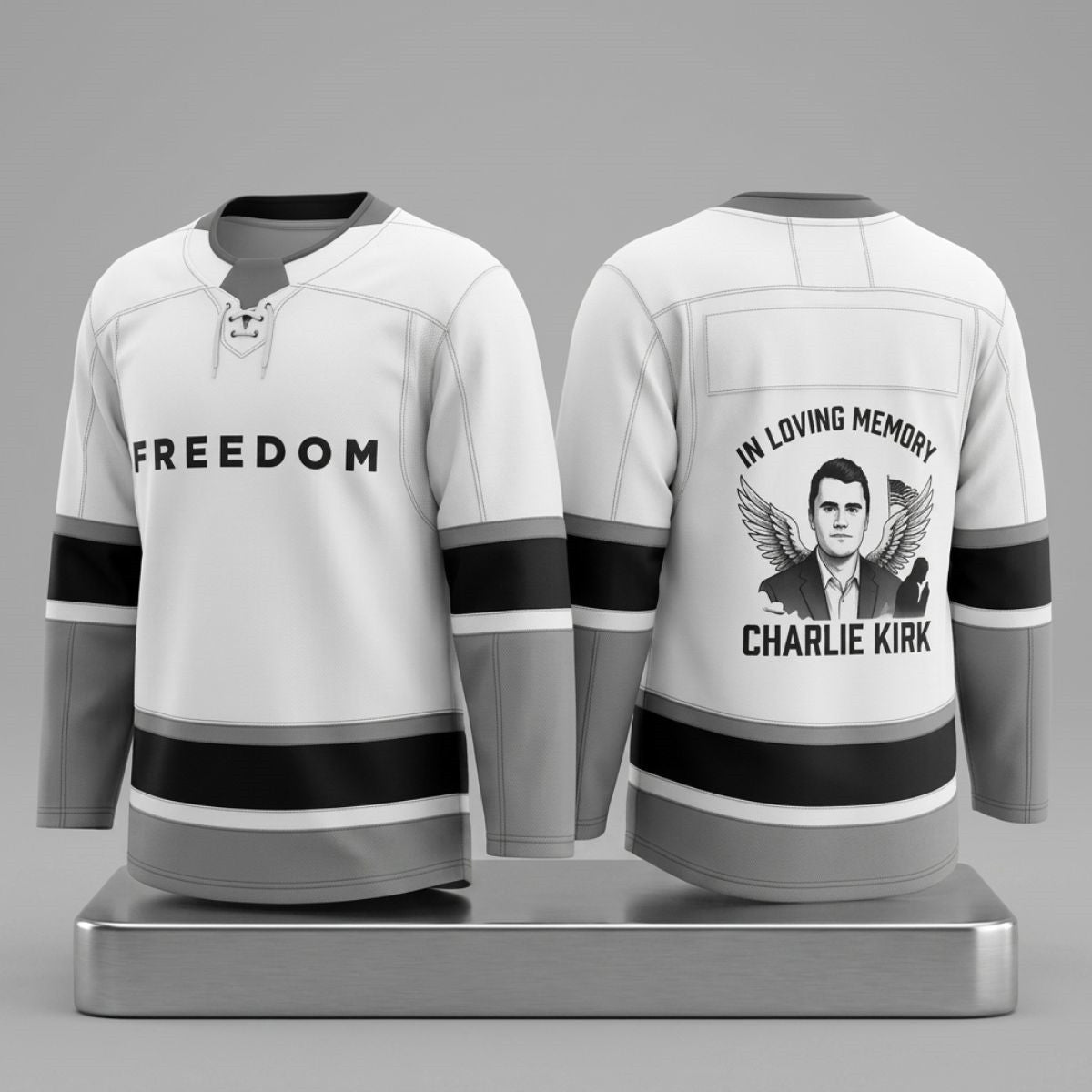2026 Freedom Charlie Kirk In Loving Memory Hockey Jersey Charlie Kirk Memorial Merch - Merchluma