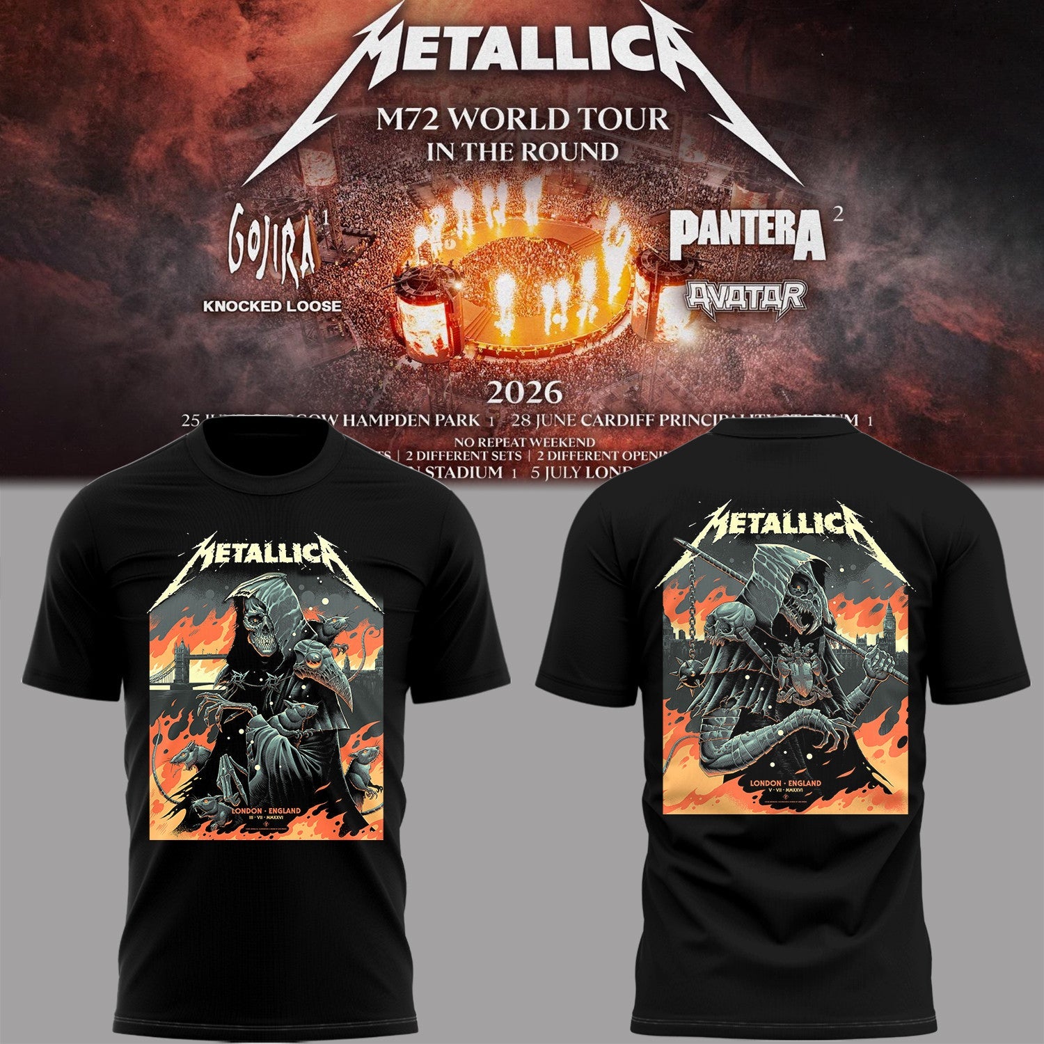 Metallic M72 At London Stadium T-Shirt M72 World Tour Merch Gifts For Dad - Merchluma