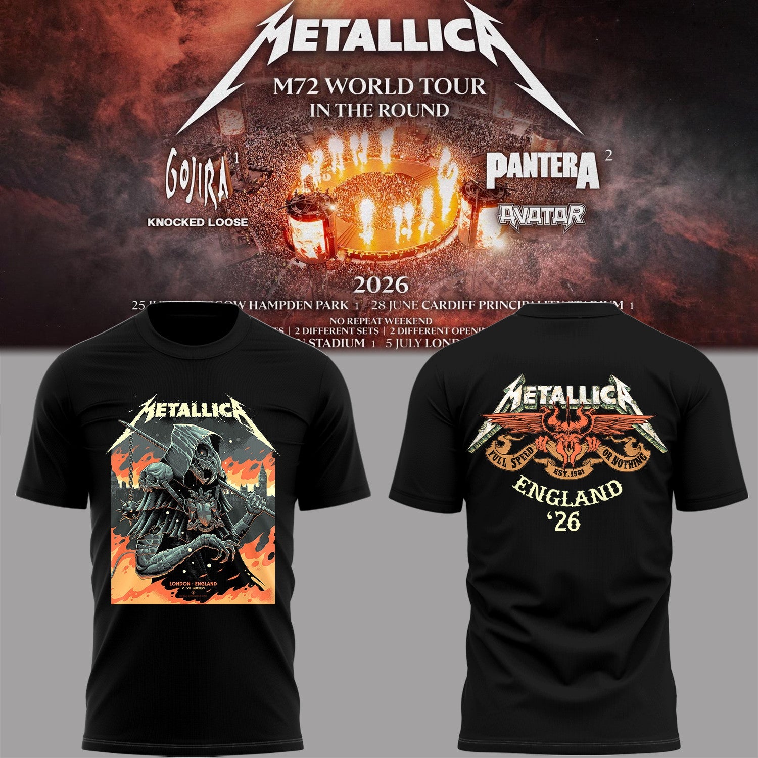 Metallic M72 At London Stadium T-Shirt M72 World Tour Merch Metallic Fan Apparel - Merchluma