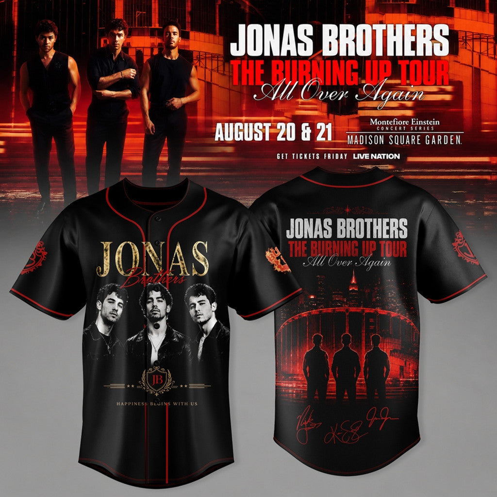 Jonas Brothers The Burning Up Tour 2026 Baseball Jersey Jonas Brothers Merch Pop Band Fan Gifts - Merchluma