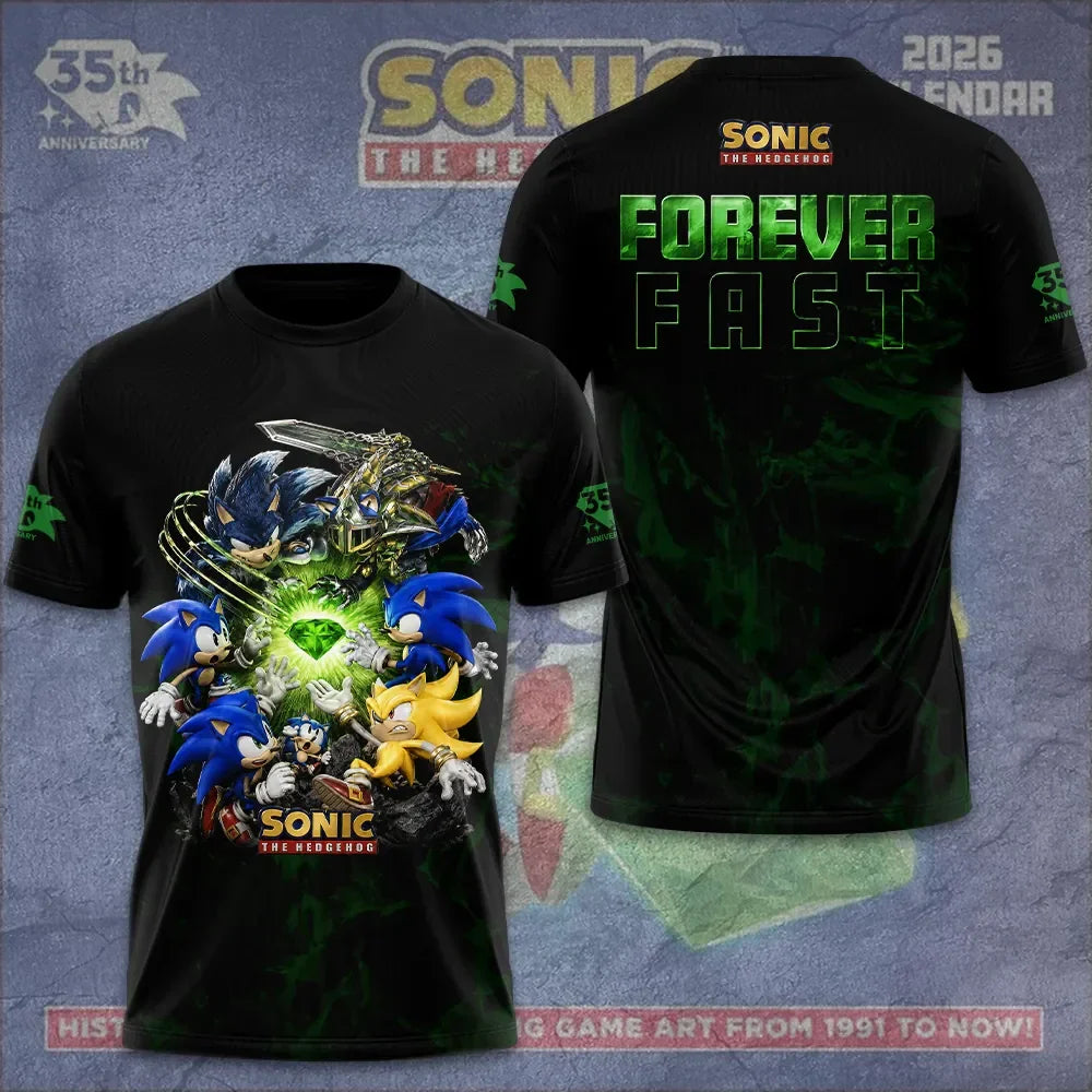 Sonic the Hedgehog 35th Anniversary T-Shirt Forever Fast Sonic the Hedgehog Merch Son Gifts - Merchluma