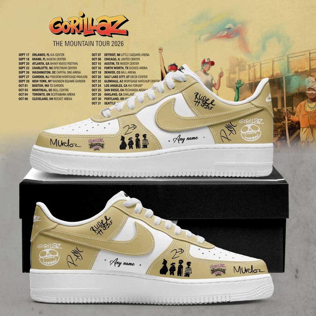 Custom Gorillaz The Mountain Tour 2026 2027 Signature Shoes Sneakers Gorillaz Band Merch - Merchluma
