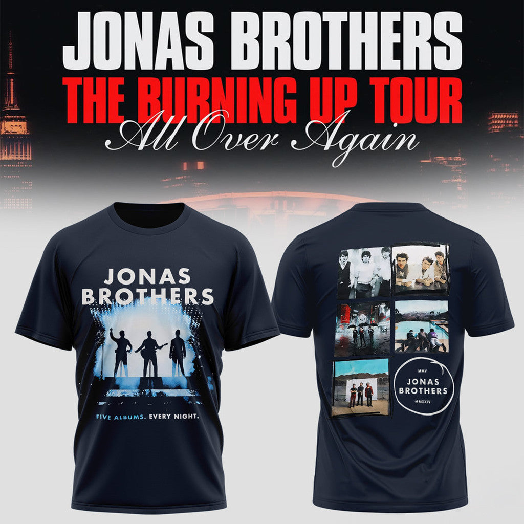 Jonas Brothers Tour Merch 2026 JB The Burning Up Tour All Over Again T-Shirt Gift For Music Fan - Merchluma