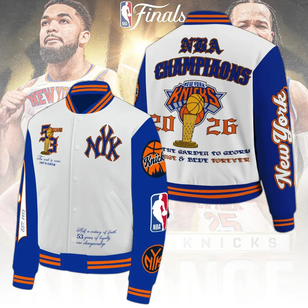 New York Knicks Finals Champions 2026 Varsity Jacket New York Basketball Merch Gifts For Fans - Merchluma