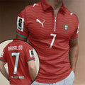 Portugal National Team x Cristiano Ronaldo Zip Polo Shirt The Last Dance #7 Ronaldo Merch - Merchluma