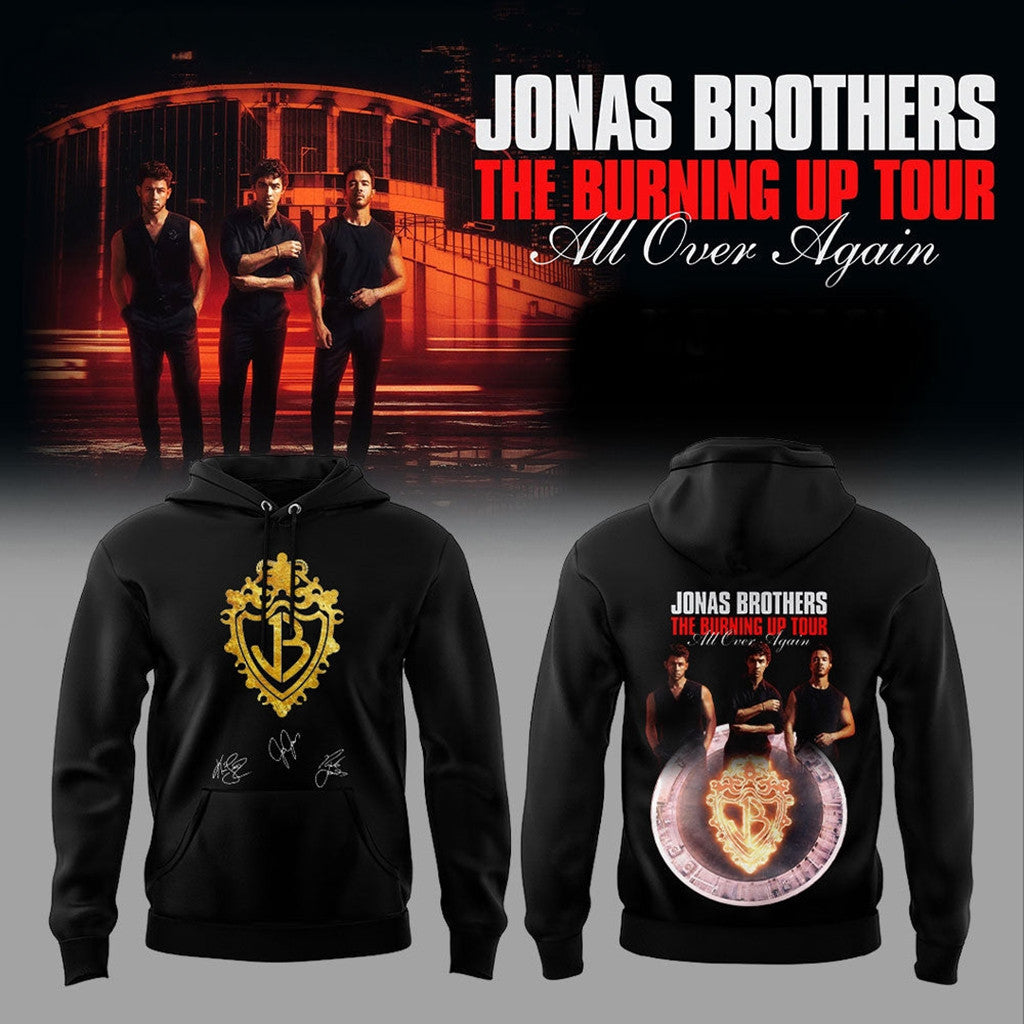 Jonas Brothers The Burning Up Tour All Over Again 2026 Concert Hoodie Jonas Brothers Merch - Merchluma