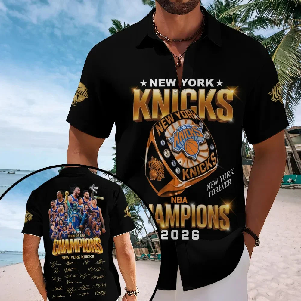 New York Knicks Finals Champions 2026 Hawaiian Shirt New York Forever Merch Basketball Apparel - Merchluma