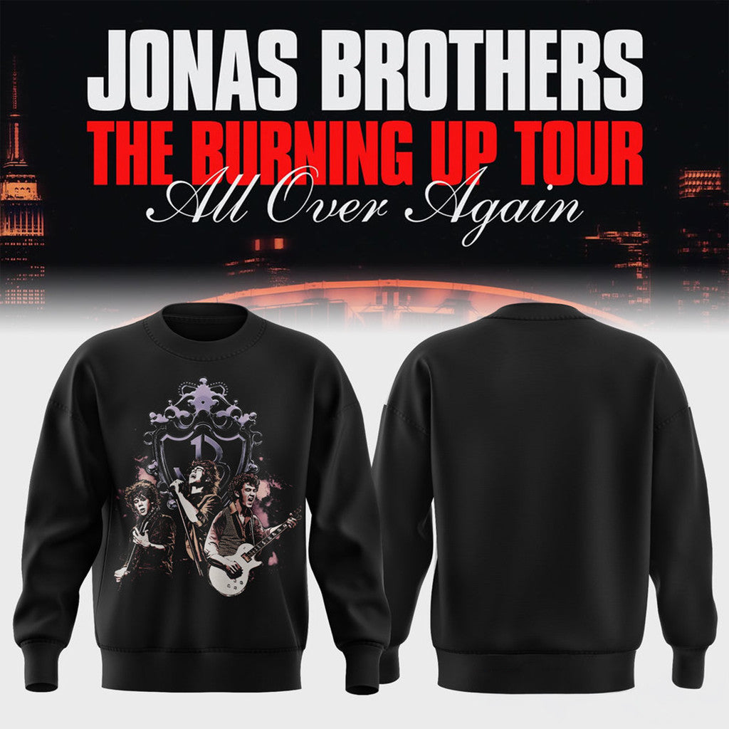 Jonas Brothers Tour Merch 2026 JB The Burning Up Tour All Over Again Sweatshirt Gift For Fans - Merchluma