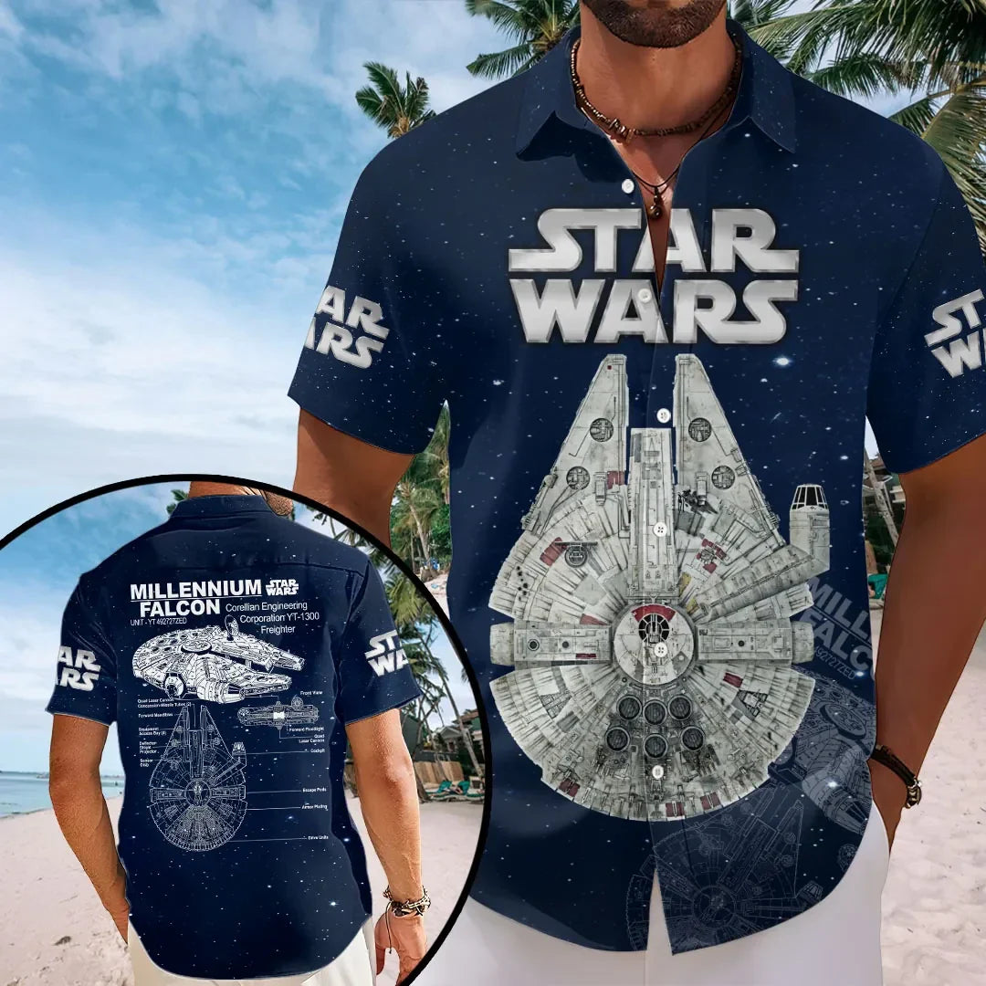 Star Wars Millennium Falcon Hawaiian Shirt Star Wars Merch Gifts For Movie Fan - Merchluma