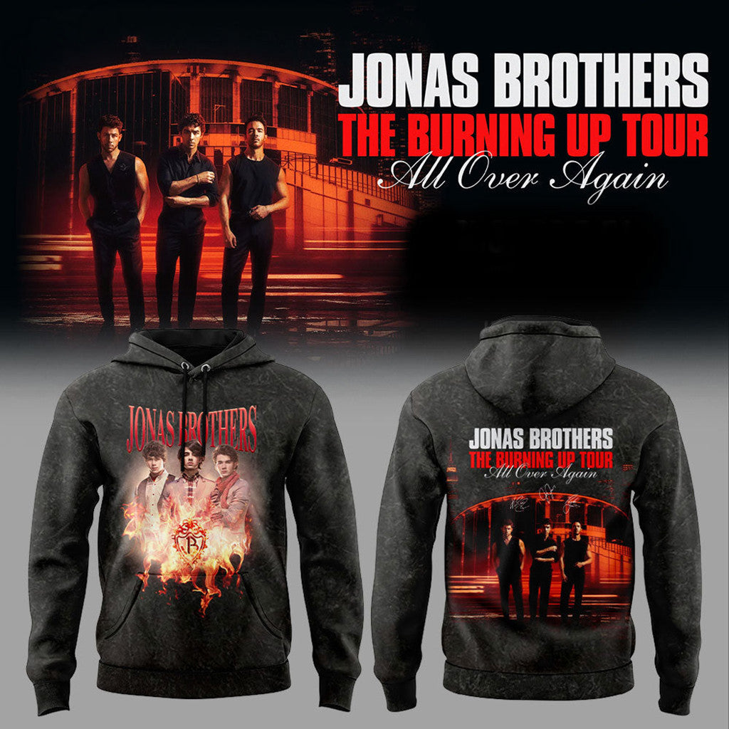 Jonas Brothers The Burning Up Tour All Over Again 2026 Hoodie Jonas Brothers Tour Merch - Merchluma
