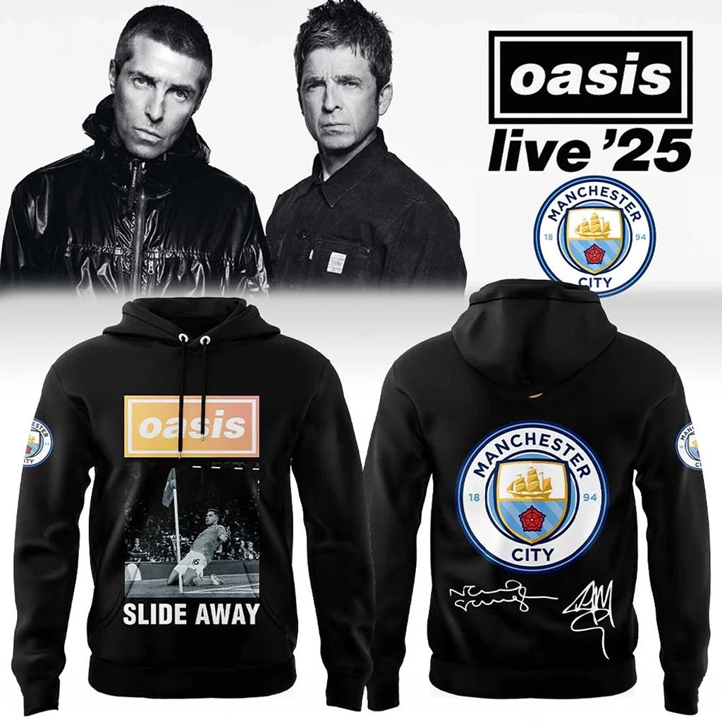 Oasis Merch MancityFC Oasis Live 25 Signature Hoodie Music Related Gifts For Guys - Merchluma