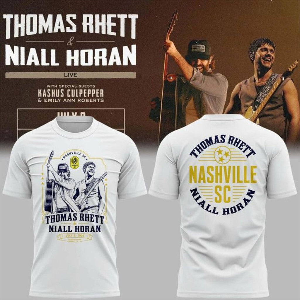 2026 Thomas Rhett And Niall Horan Live In Nashville SC White Shirt Gift For Music Lovers - Merchluma