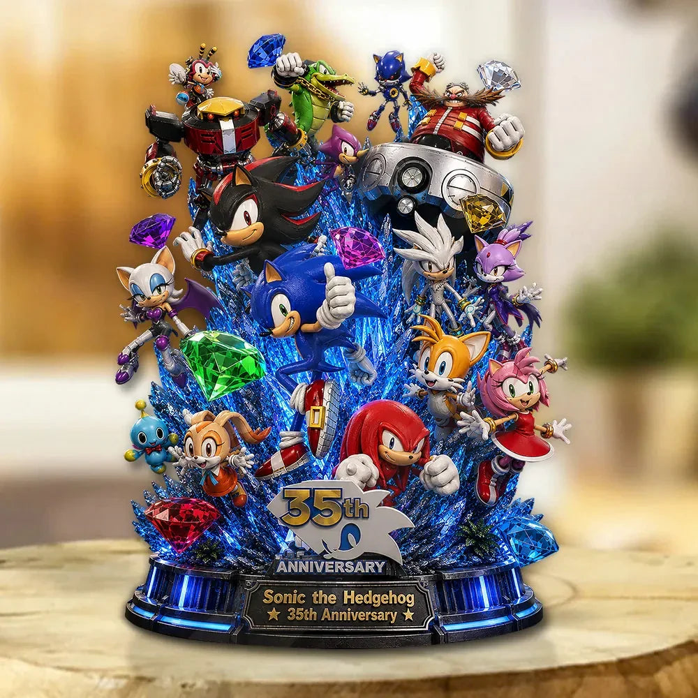 Sonic the Hedgehog Merch 35th Anniversary Acrylic Plaque Display Decorations - Merchluma