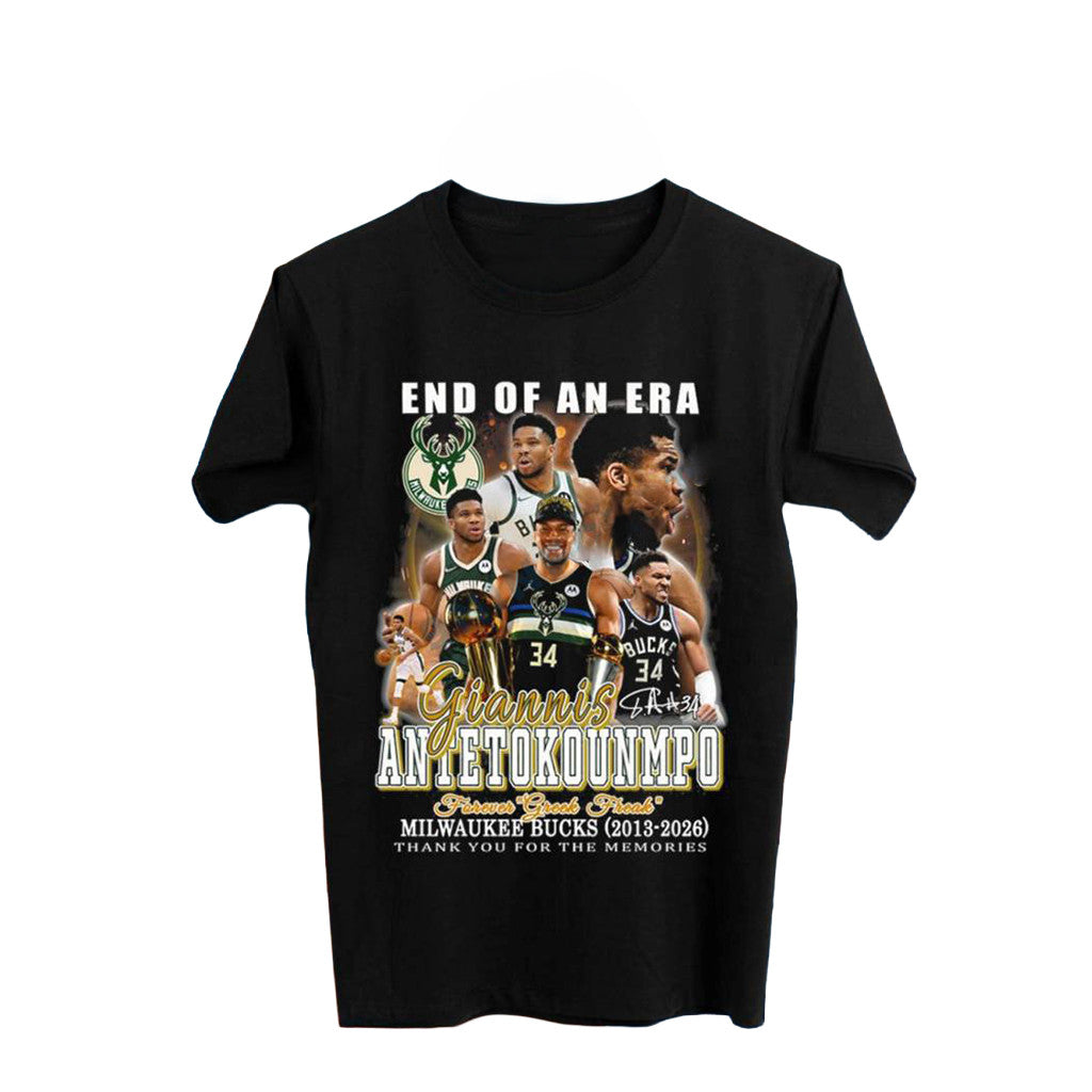 Giannis Antetokounmpo End Of An Era Forever Greek Freak Milwaukee Bucks T-Shirt 2026 Fan Merch - Merchluma
