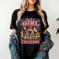 Just A Girl Who Loves Goats And Chickens T-Shirt 2026 Farm Animal Gifts For Sisters - Merchluma