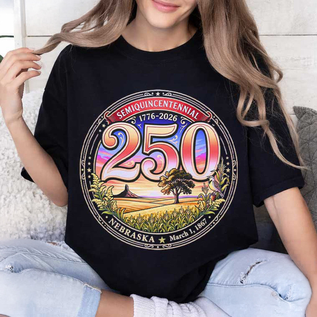 Nebraska 250th Anniversary Patriotic State Emblem T-Shirt Gifts For Nebraskans - Merchluma