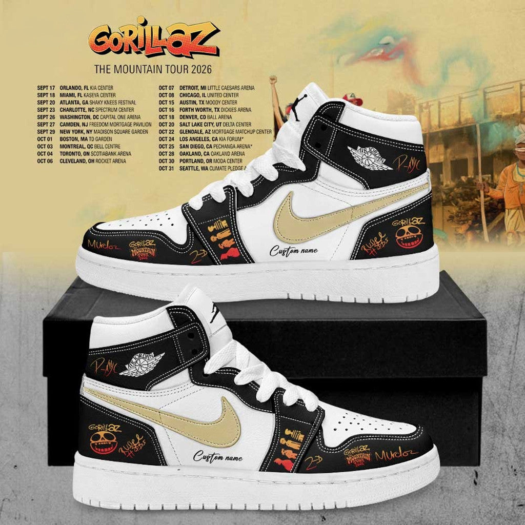 Personalized Gorillaz The Mountain Tour 2026 2027 Signed Shoes Sneakers Gorillaz Band Merch - Merchluma
