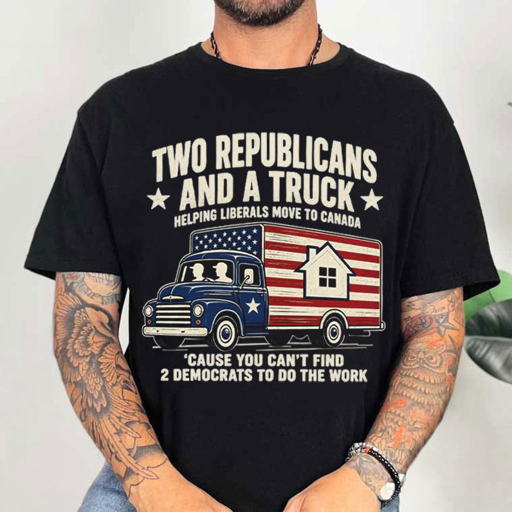 Two Republicans And A Truck Shirt Funny Political T-Shirt Gifts For Friends - Merchluma