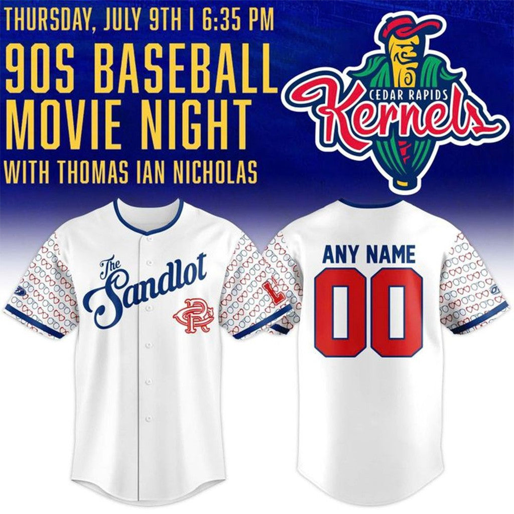 Personalized Cedar Rapids Kernels The Sandlot 90S Movie Night 2026 Baseball Jersey Fan Merch - Merchluma