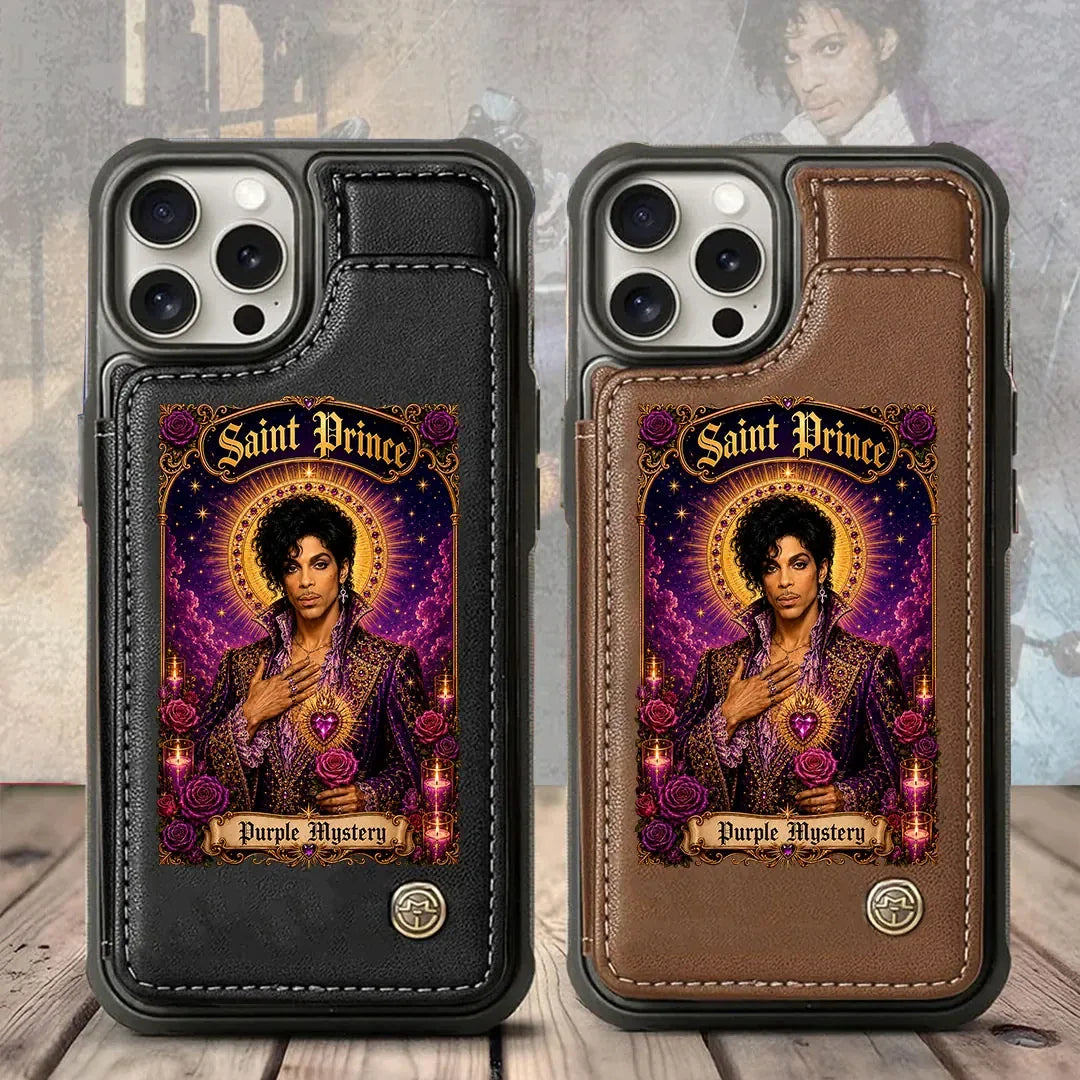 Prince Merch Saint Prince Purple Mystery Leather Wallet Phone Case Birthday Gift For Fans - Merchluma