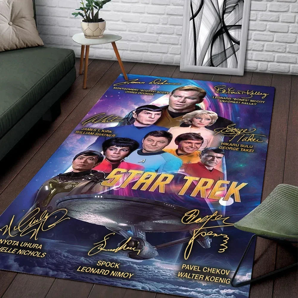 Star Trek 60th Anniversary Rectangular Rug Star Trek Merch Living Room Decor - Merchluma