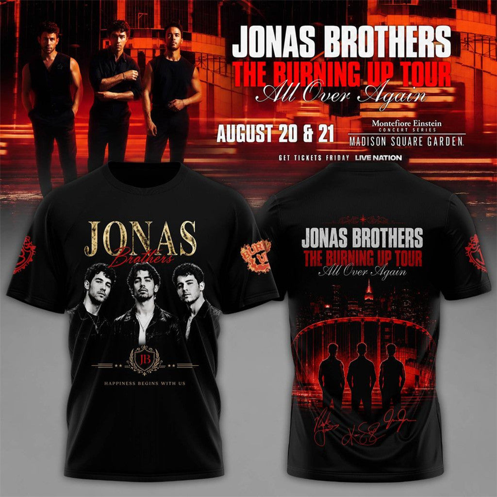 Jonas Brothers The Burning Up Tour 2026 T-Shirt Jonas Brothers Merch Gifts For Pop Band Fans - Merchluma