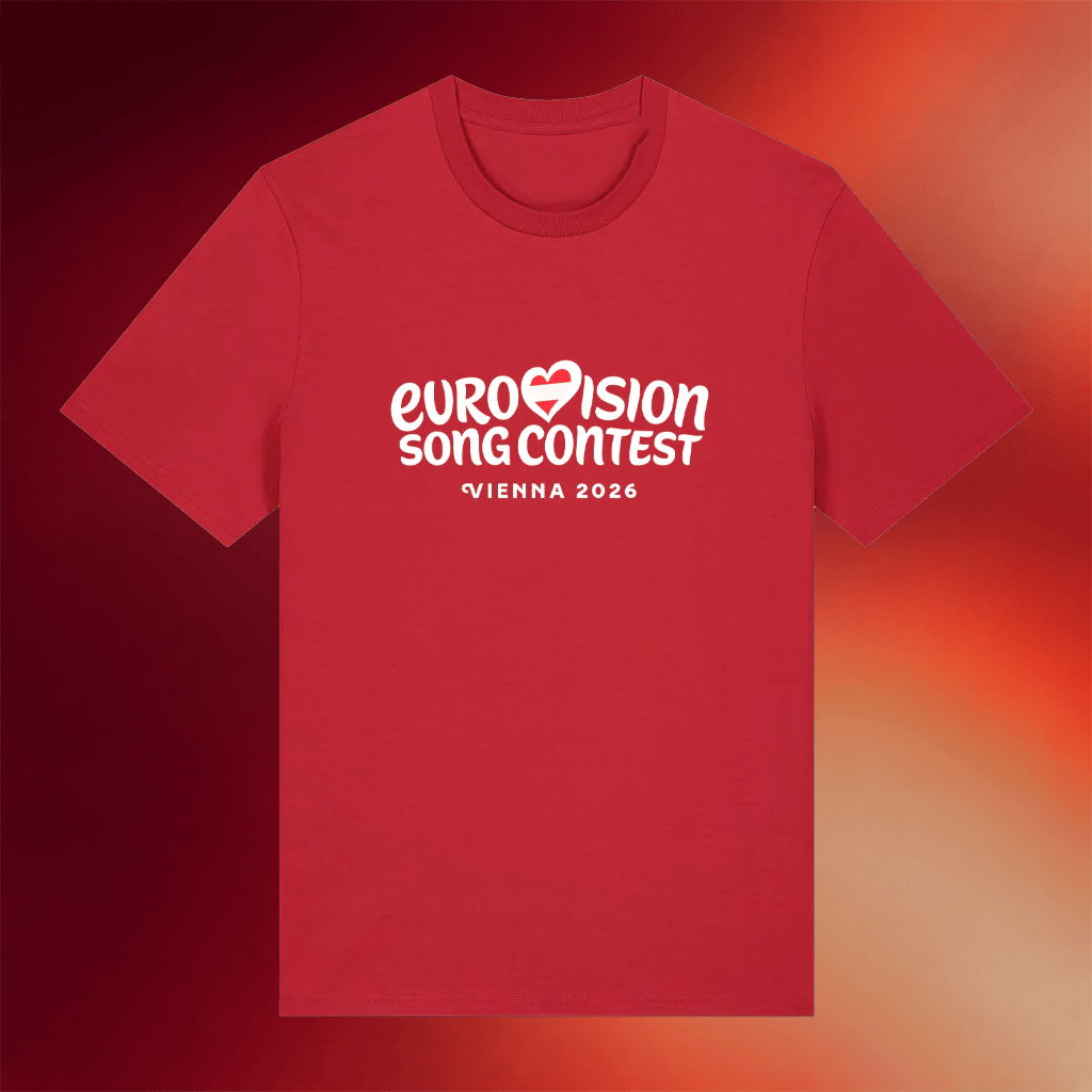 Eurovision Merch Vienna Logo T-Shirt Red Birthday Gift For Sister - Merchluma
