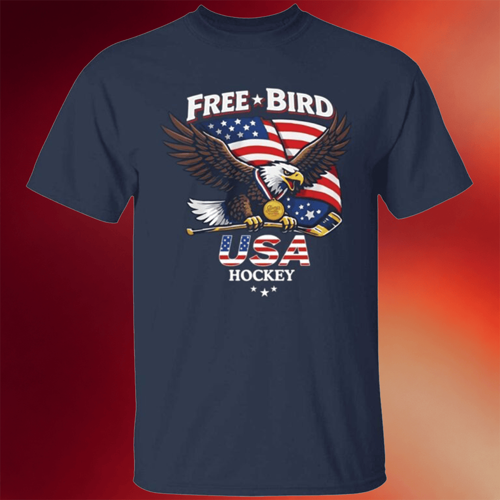 Eagle Free Bird USA Hockey Shirt Milano Cortina 2026 Winter Olympic Games T-Shirt Dad Gifts - Merchluma