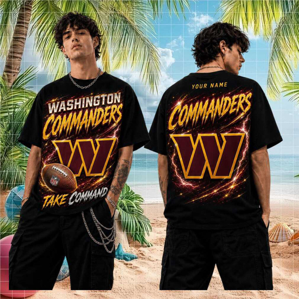 Custom Washington Commanders Take Command 2026 T-Shirt Commanders Merch Football Lover Gifts - Merchluma