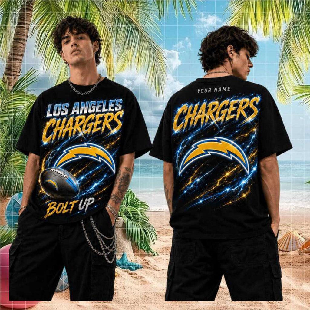 Personalized Los Angeles Chargers Bolt Up T-Shirt 2026 LA Chargers Merch Gift For Football Fans - Merchluma