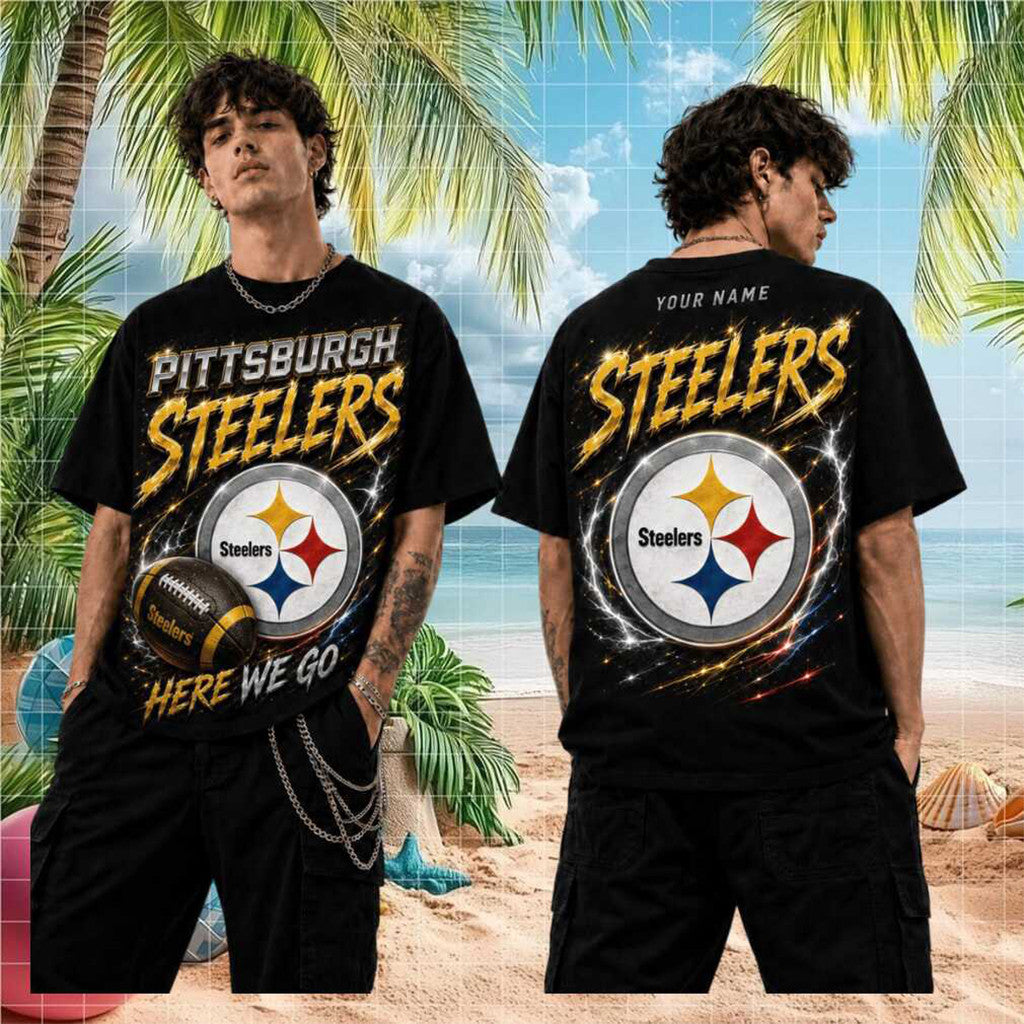 Personalized Pittsburgh Steelers Here We Go 2026 T-Shirt Steelers Merch Football Lover Gifts - Merchluma