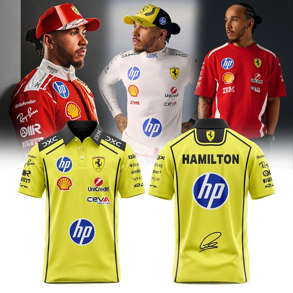 Hamilton Scuderia Ferrari 2026 Polo Shirt Signed Hamilton Scuderia Merch Gifts For Racing Fans - Merchluma