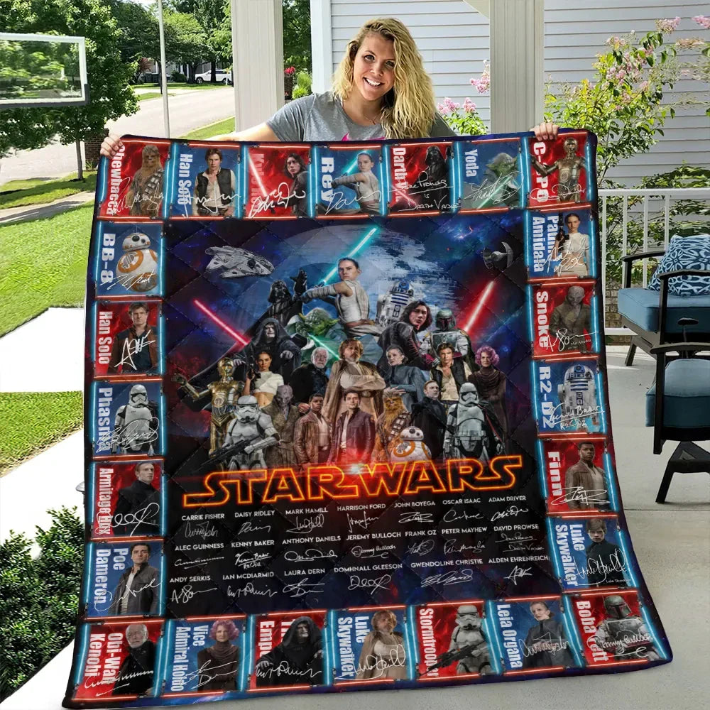 Star Wars 50th Anniversary Quilt Blanket Star Wars Merch Gifts For Movie Lovers - Merchluma