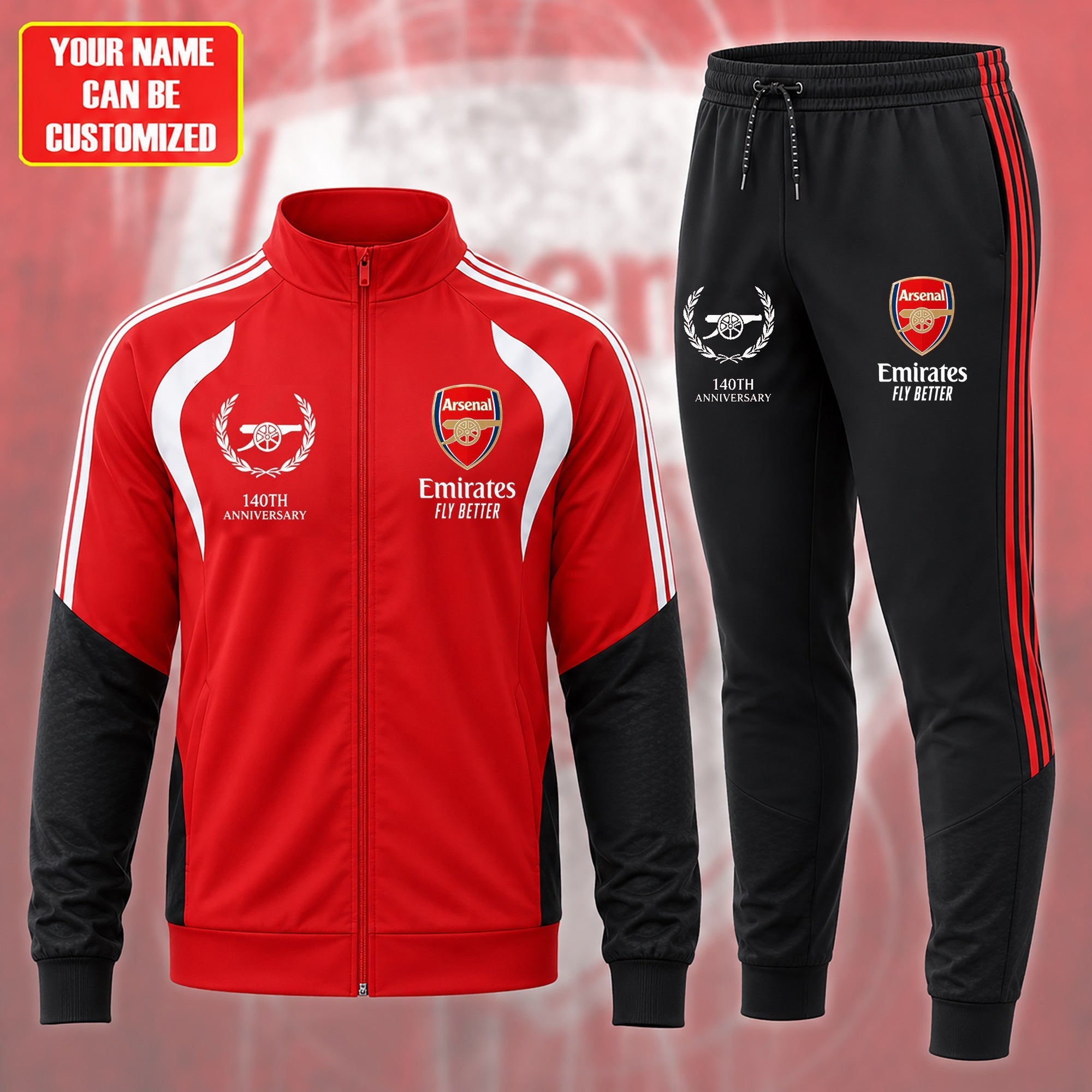 Custom Arsenal 140TH Anniversary Zipper Stand Collar Jacket And Sweatpants Set 2026 Fan Merch - Merchluma