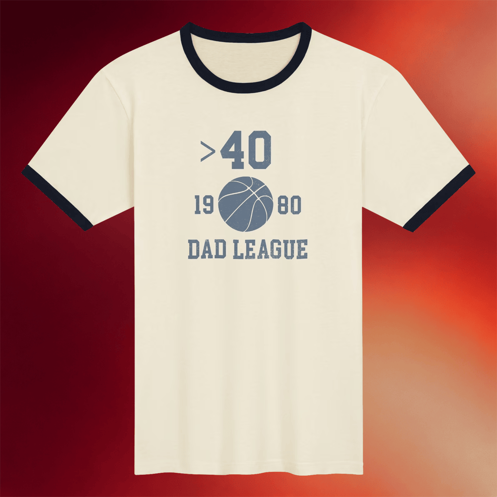 Devin The Dad Merch 40 Dad League T-Shirt Throwback Hoops Shirt Gifts For Basketball Fans - Merchluma