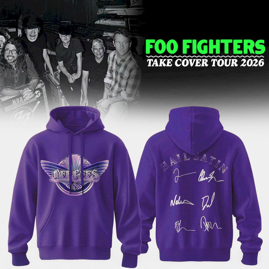 Foo Fighters Take Cover Tour 2026 Hoodie Hail Satin Hoodie Signed Foo Fighters Merch Fan Gifts - Merchluma