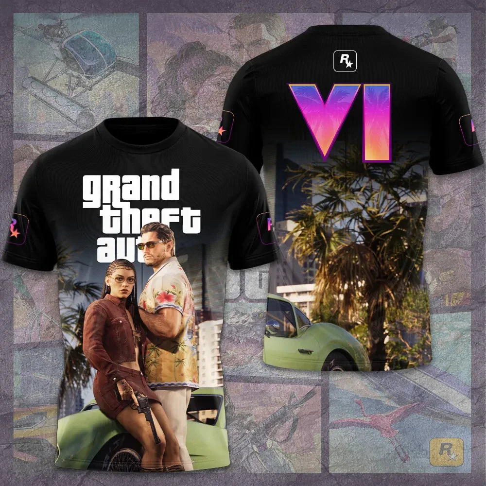 Grand Theft Auto VI Merch Rockstar Games T-Shirt Birthday Gifts For Him - Merchluma