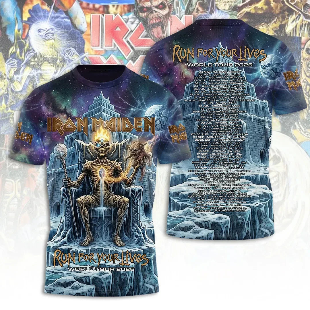 Iron Maiden 2026 World Tour T-Shirt Run For Your Live Clothing Present For Husband - Merchluma