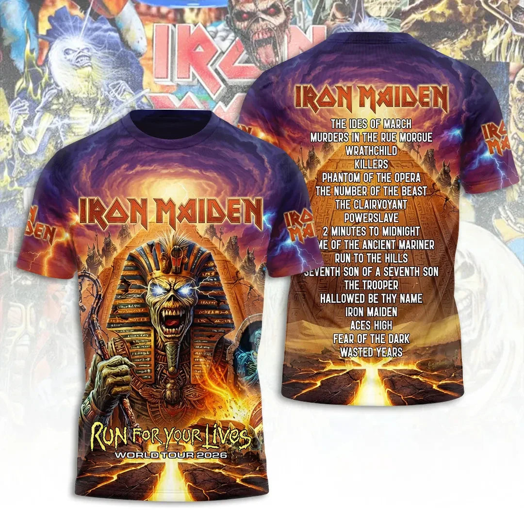 Iron Maiden 2026 World Tour T-Shirt Run For Your Lives Shirt Gifts For Husband - Merchluma