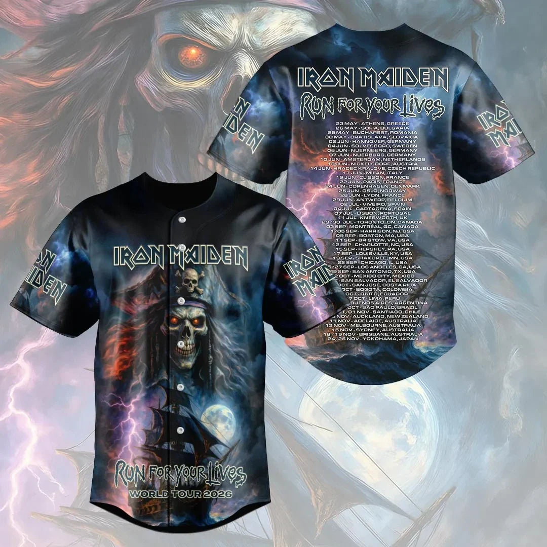 Iron Maiden 2026 World Tour Baseball Jersey Iron Maiden Merch Best Gifts For Husband - Merchluma