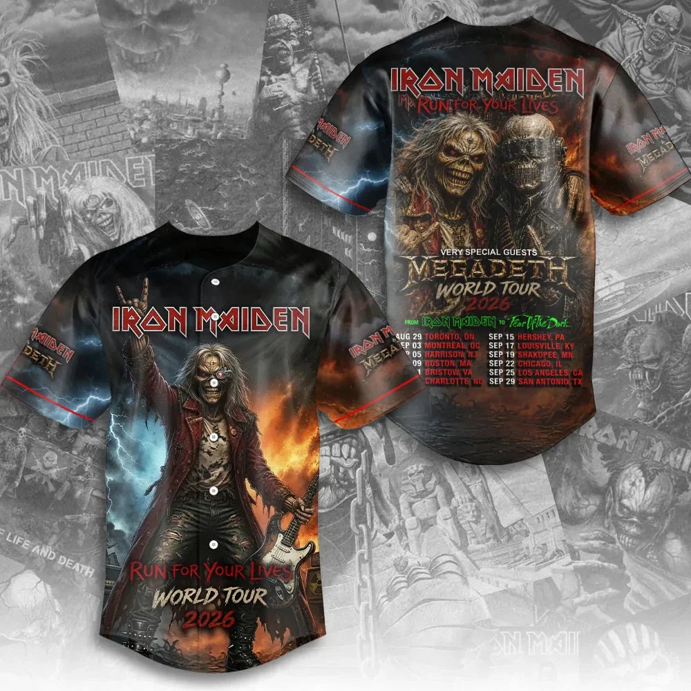 Iron Maiden 2026 World Tour Baseball Jersey Iron Maiden Merch Gifts For Fans - Merchluma