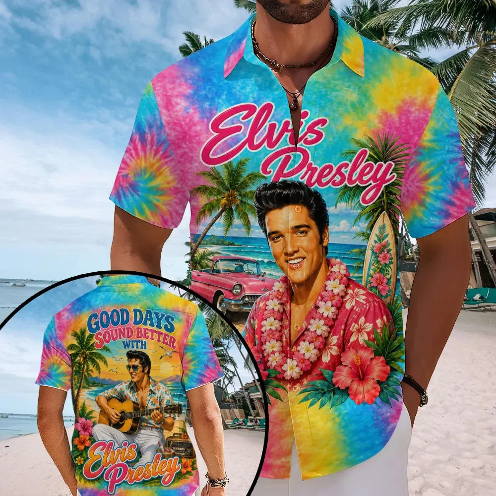 Elvis Presley Merch Elvis Presley King Of Rock And Roll Hawaiian Shirt Unique Gift For Him - Merchluma