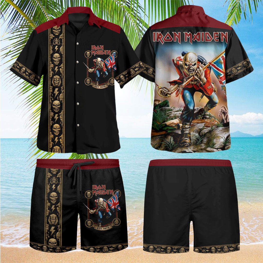Iron Maiden 2026 World Tour Hawaiian Shirt And Shorts Iron Maiden Merch Gift For Boyfriend - Merchluma