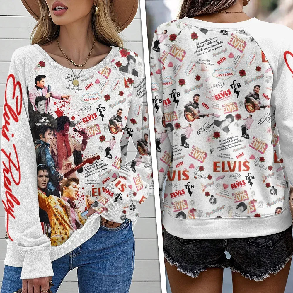 Elvis Presley Merch Elvis Presley King Of Rock And Roll Long Sleeve Shirt Unique Gift For Her - Merchluma