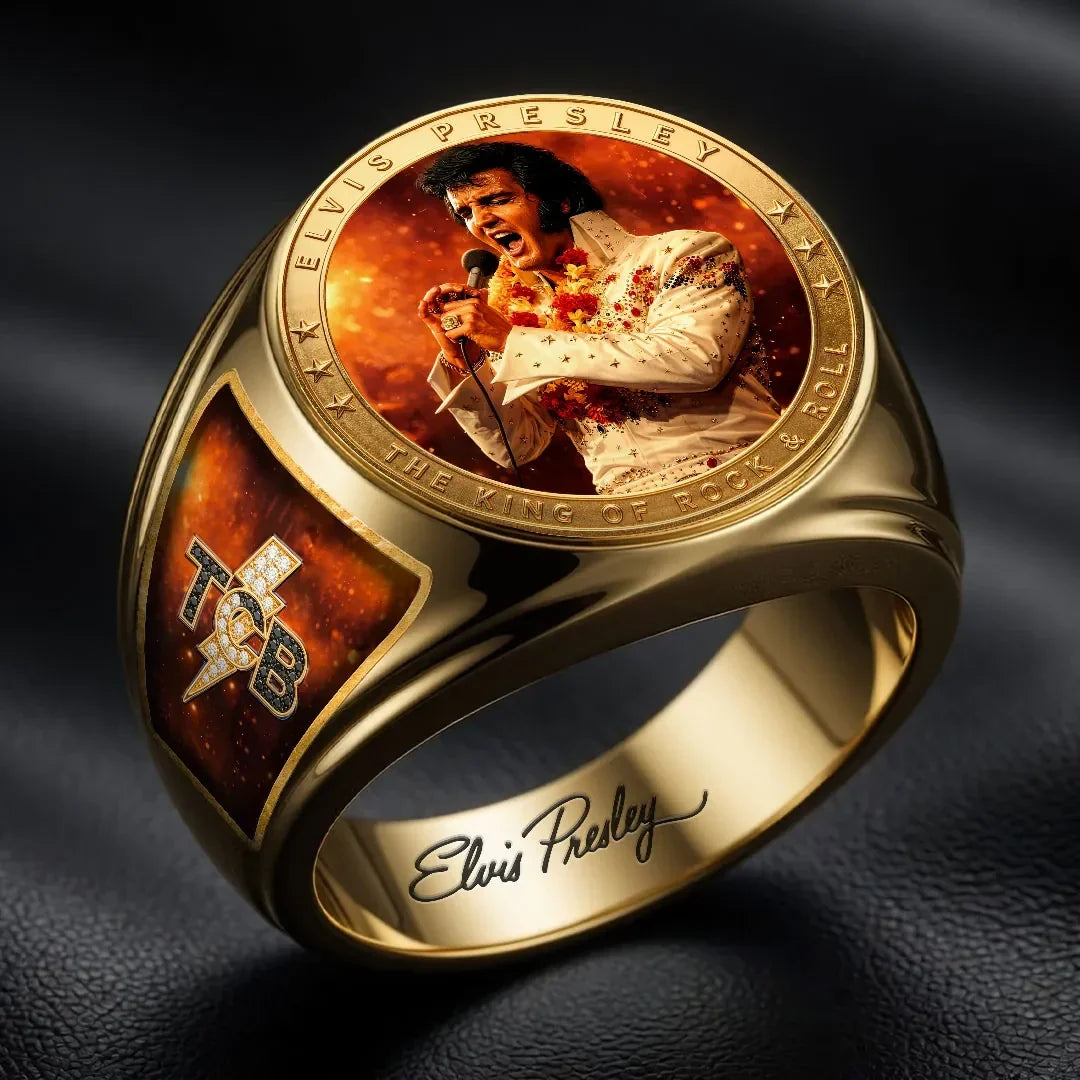 Elvis Presley King Of Pop Rock And Roll Ring Elvis Presley Merch Unique Gifts For Husband - Merchluma